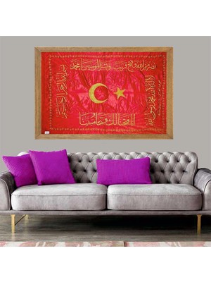 Lioncraft Osmanlı Sancağı Tablo, Çerçeveli Cam Tablo 50X70 cm