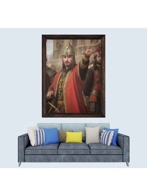 Lioncraft Osmanlı Yapay Zekay Fatih Sultan Mehmet Han Çerçeveli Duvar Tablosu 50X70 cm