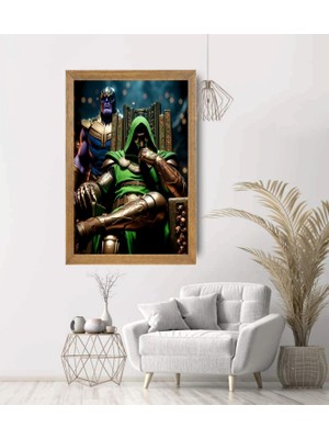Lioncraft Marvel Dr Doom, Thanos Tablo, Wallpaper, Duvar Tablosu, Çerçeveli Cam Tablo 40X60CM