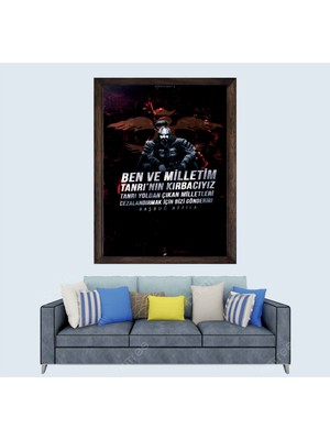 Lioncraft Türkçü, Başbuğ Atilla Han, Çerçeveli Cam Duvar Tablosu 40X60 cm