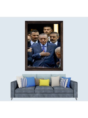 Lioncraft Cumhurbaşkanımız Recep Tayyip Erdoğan D2  Çerçeveli Duvar Tablosu 40X60 cm