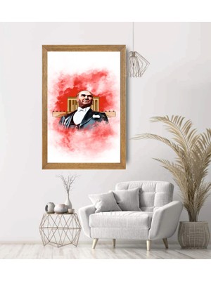 Lioncraft Mustafa Kemal Atatürk Portresi Tablo, Wallpaper, Duvar Tablosu, Çerçeveli Cam Tablo 40X60CM
