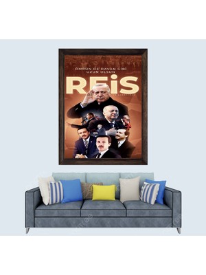 Lioncraft Cumhurbaşkanımız Recep Tayyip Erdoğan D4 Çerçeveli Duvar Tablosu 40X60 cm
