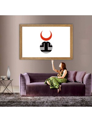 Lioncraft Altınordu Imparatorluğu Devleti Bayrağı  Tablo, Çerçeveli Cam Tablo 50X70 cm
