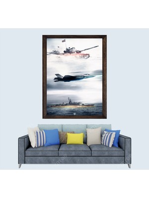 Lioncraft Türkçü, Türk Donanması, Türk Hava Kuvvetleri, Çerçeveli Cam Duvar Tablosu 50X70 cm Sp4