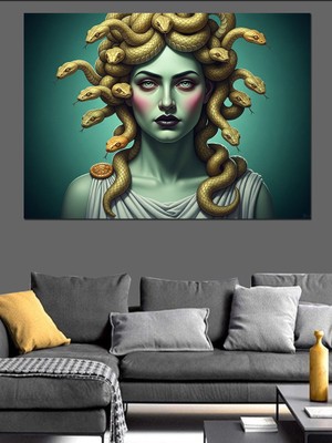 Karizma Tablo Medusa Saç Yılan Dekoratif Kanvas - Mdf Ahşap Tablo