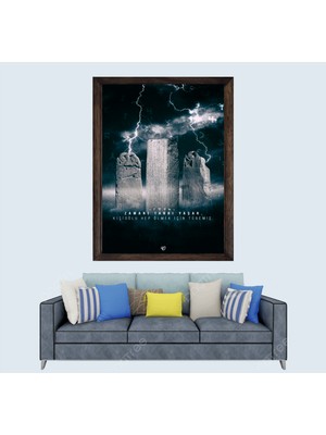 Lioncraft Türkçü, Orhun Abideleri, Türk, Çerçeveli Cam Duvar Tablosu 40X60 cm