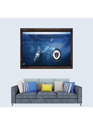 Lioncraft Türkçü, Türk Deniz Kuvvetleri, Mavi Vatan Çerçeveli Cam Duvar Tablosu 40X60 cm Sp1