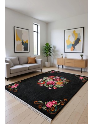 Çiçek Motifli Modern Halı Dekoratif Kilim