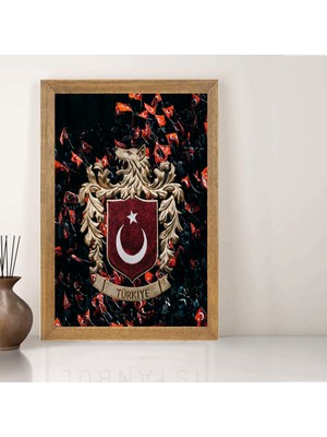 Lioncraft Türkçü, Türk Bayrağı Tablo, Çerçeveli Cam Tablo 50X70 cm