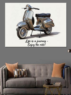 Karizma Tablo Retro Scooter Parkta Dekoratif Kanvas - Mdf Ahşap Tablo