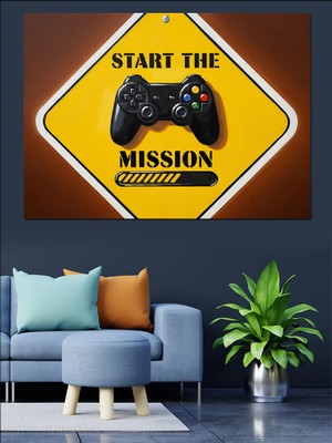 Karizma Tablo Oyun Başlat Misyon Başlat Dekoratif Kanvas - Mdf Ahşap Tablo