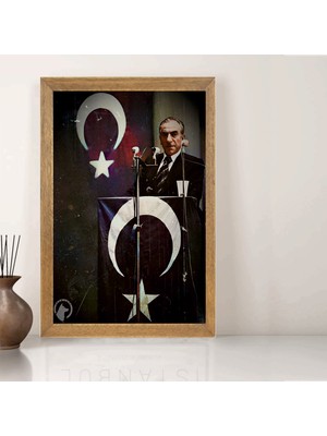 Lioncraft Başbuğ Alparslan Türkeş Tablo, Wallpaper, Türkçü Duvar Tablosu, Çerçeveli Cam Tablo 40X60CM
