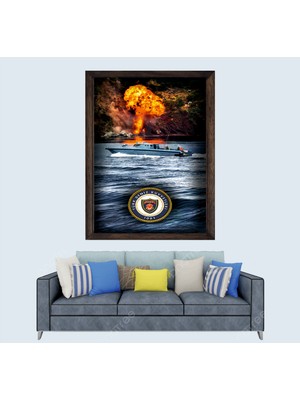 Lioncraft Türkçü, Türk Donanması, Gemileri Çerçeveli Cam Duvar Tablosu 40X60 cm Sp3