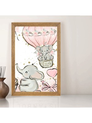 Lioncraft Çocuklar Için Bebek Fil Tablo, Çerçeveli Cam Tablo 50X70 cm