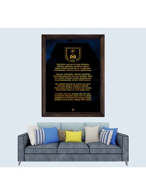 Lioncraft Kara Harp Okulu Yemini Çerçeveli Duvar Tablosu 40X60 cm