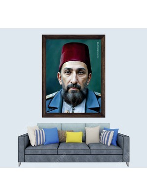 Lioncraft Osmanlı Yapay Zeka Abdülhamit Han  Çerçeveli Duvar Tablosu 40X60 cm