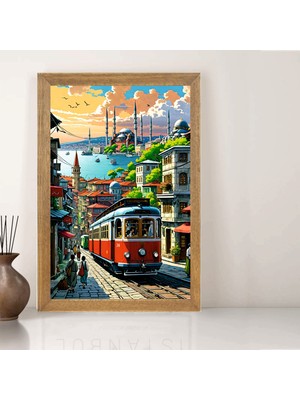 Lioncraft Istanbul, Cami, Deniz, Tramvay Tablo, Wallpaper, Dini, Duvar Tablosu, Çerçeveli Cam Tablo 50X70CM