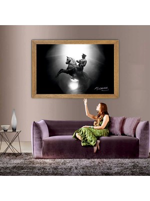 Lioncraft Atatürk Baskılı Tablo, Çerçeveli Cam Tablo 50X70 cm