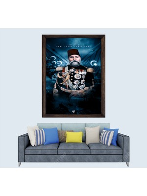 Lioncraft Osmanlı Paşası, Şanı Büyük Gazi Osman Paşa Çerçeveli Cam Duvar Tablosu 50X70 cm
