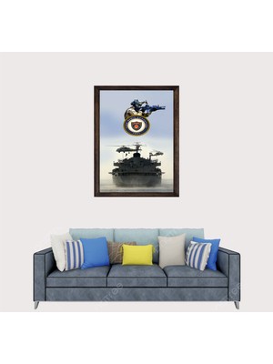 Lioncraft Türkçü, Türk Donanması, Türk Askeri, Türk Gemileri Çerçeveli Cam Duvar Tablosu 50X70 cm Sp2
