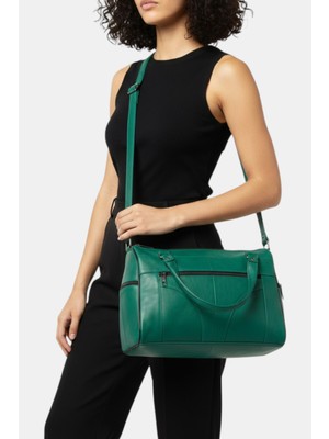 Lederax Hakiki Deri Beş Bölmeli Kadın El ve Omuz Çantası LD332