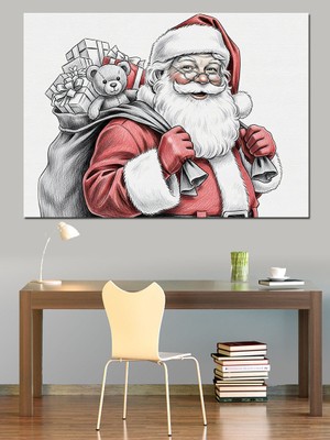 Karizma Tablo Noel Baba ve Oyuncaklar Dekoratif Kanvas - Mdf Ahşap Tablo