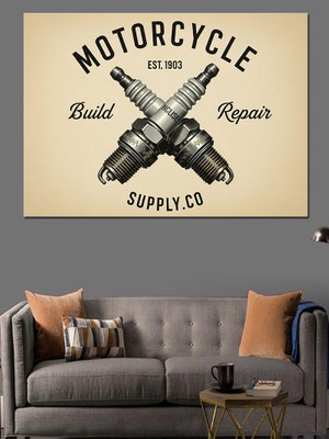 Karizma Tablo Motosiklet Kulübü Logo Amblem Dekoratif Kanvas - Mdf Ahşap Tablo
