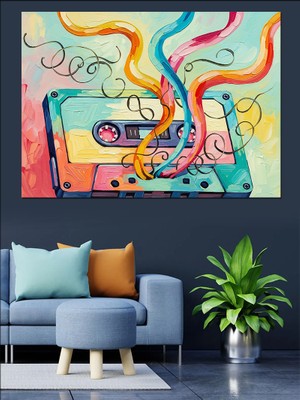 Karizma Tablo Renkli Kaset Dekoratif Kanvas - Mdf Ahşap Tablo