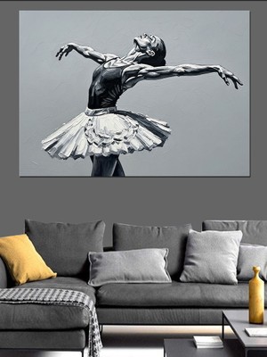 Karizma Tablo Siyah Beyaz Dans Figürü Dekoratif Kanvas - Mdf Ahşap Tablo