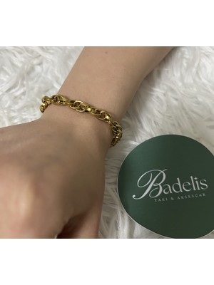 Stainless Steel Badelis Çelik Gold Iç Içe Geçmiş Halka Model Bileklik (Kombin Değildir.)