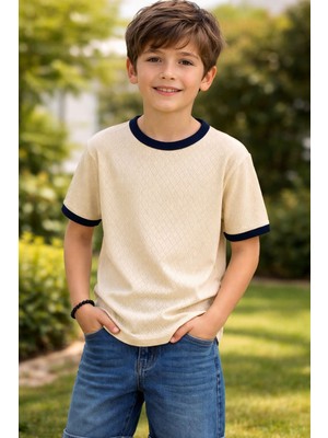 Ugly Duck 9-14 Yaş Erkek Çocuk Garnili Kısa Kollu Bisiklet Yaka Jakarlı T-Shirt