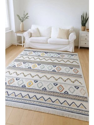 Iskandinav Motifli Renkli Baklava Desen Tasarım Modern Halı Dekoratif Kilim