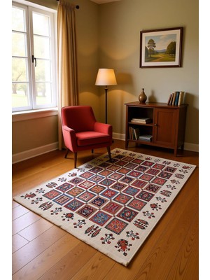 Blghome Etnik Desen Renkli Modern Halı Dekoratif Kilim