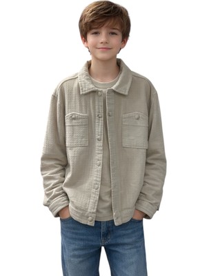 Ugly Duck 06-16 Yaş Erkek Çocuk Desenli Keten Ceket - Ekru