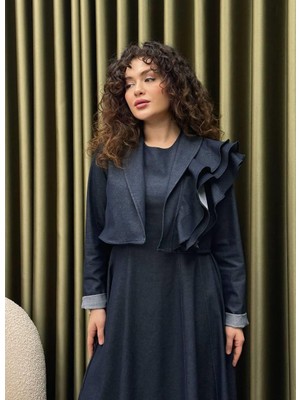 Cardella Bella Ince Denim Ceket & Jile Tesettür Uyumlu Ikili Takım