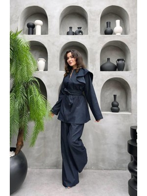 Cardella Alina Ince Likralı Denim Ceket ve Pantolon Ikili Takım