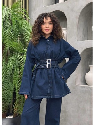 Cardella Valeria Kemer Detaylı Denim Alt Üst Ikili Takım - Tesettür Uyumlu