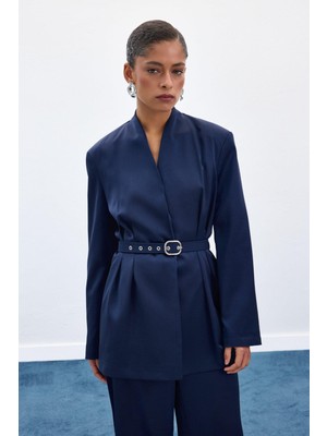 Sateen Kadın Lisa Kemerli Saten Ceket 1983-6052