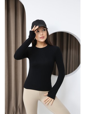 Sporza Kadın Bisiklet Yaka Parmak Geçirmeli Likralı Uzun Kollu Basic Body Bluz