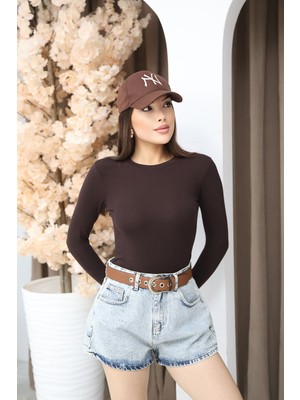 Sporza Kadın Bisiklet Yaka Parmak Geçirmeli Likralı Uzun Kollu Basic Body Bluz