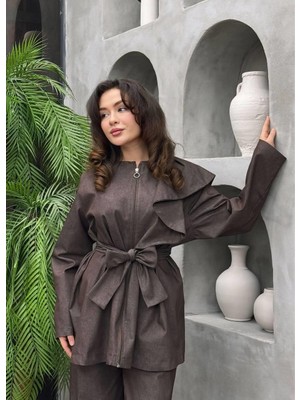 Cardella Alina Ince Likralı Denim Ceket ve Pantolon Ikili Takım