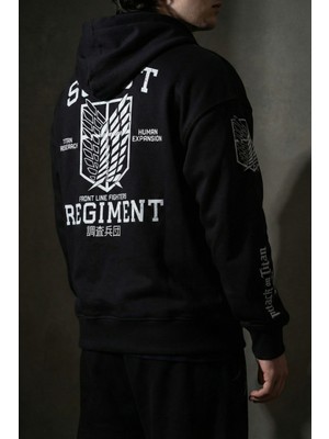 Liber Attack On Titan - Fermuarlı Hoodie Oversize Şardonlu Sweatshirt Hırka