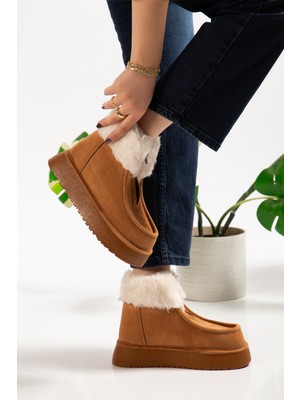 Tekin Shoes Taba Renk Kürklü Bot & Bootie