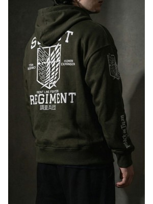 Liber Attack On Titan - Fermuarlı Hoodie Oversize Şardonlu Sweatshirt Hırka