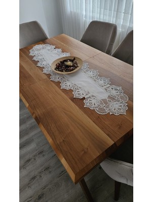 Zesa Home Lüx Fransız Dantelli Keten Gardeya Runner