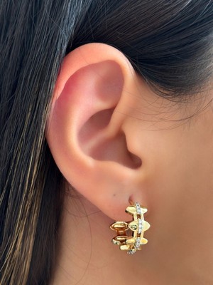 Aurah Taşlı Zikzak Küpe