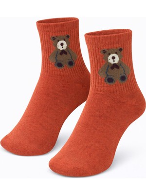 İpeksi Teddy Ayıcık Desen Organik Pamuk Penye Tenis Kolej Çorap