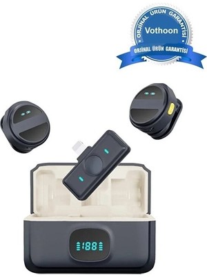 FRY 2 Adet Profesyonel Kablosuz Yaka Mikrofonu Lighting Uyumlu Manyetik Klipsli - Lisinya