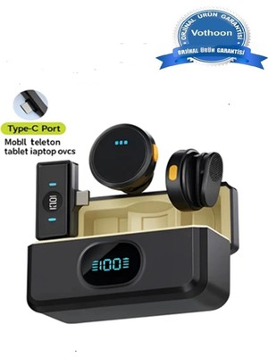 FRY 2 Adet Profesyonel Kablosuz Yaka Mikrofonu Typce Uyumlu Manyetik Klipsli - Lisinya